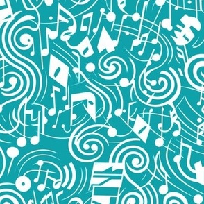 Abstract Music Pattern in Teal