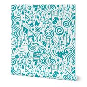 Abstract Music Pattern in Blue