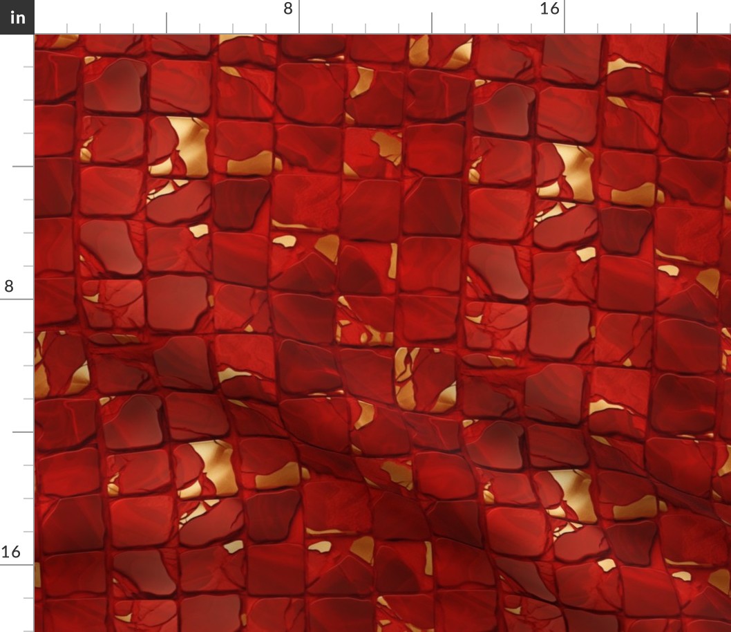 Red Jasper and Gold Tile Pattern