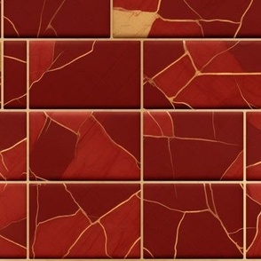Red Jasper and Gold Tile