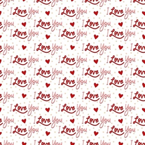 Small Valentine's Day I Love You Lettering and Heart Doodles on White
