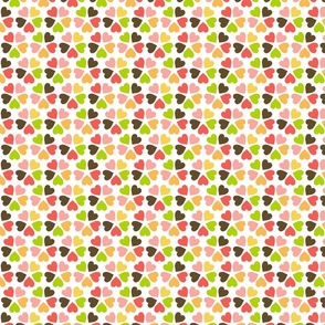 Heart Flowers in lime green, watermelon pinks, yellow  and brown