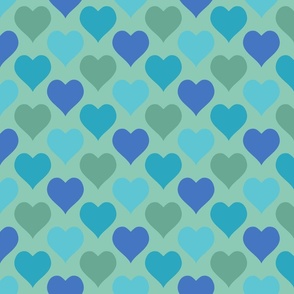 Hearts Agua Blue and Green