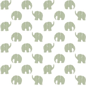 medium - Boho Baby Elephants - gender neutral girl or boy nursery - green on white