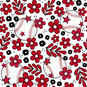 Large Scale Team Spirit Baseball Floral in Cincinnati Reds Black and Red