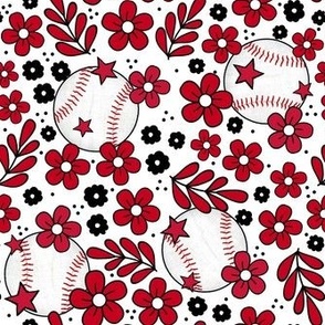 Medium Scale Team Spirit Baseball Floral in Cincinnati Reds Black and Red