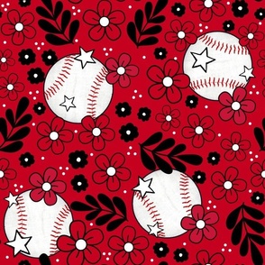Large Scale Team Spirit Baseball Floral in Cincinnati Reds Black and Red