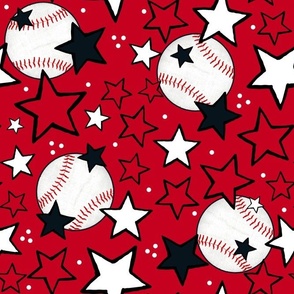 Large Scale Team Spirit Baseballs and Stars in Cincinnati Reds Black and Red
