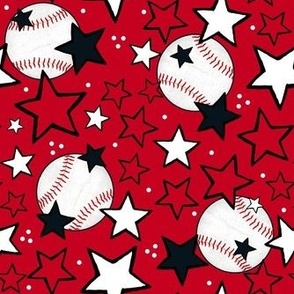 Medium Scale Team Spirit Baseballs and Stars in Cincinnati Reds Black and Red