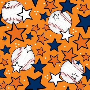Large Scale Team Spirit Baseballs and Stars in Houston Astros Orange and Blue