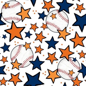 Large Scale Team Spirit Baseballs and Stars in Houston Astros Orange and Blue
