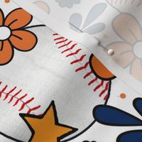 Large Scale Team Spirit Baseball Floral in Houston Astros Blue and Orange