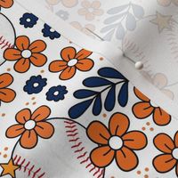 Medium Scale Team Spirit Baseball Floral in Houston Astros Blue and Orange