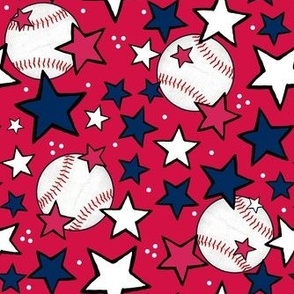 Medium Scale Team Spirit Baseballs and Stars in Minnesota Twins Red and Navy