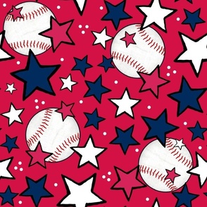 Large Scale Team Spirit Baseballs and Stars in Minnesota Twins Red and Navy