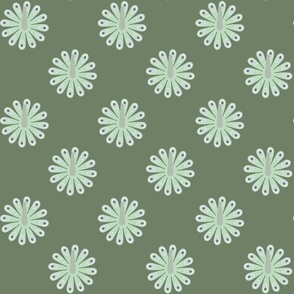 Peacock Bloom: Geometric Floral Pattern (moss green) 