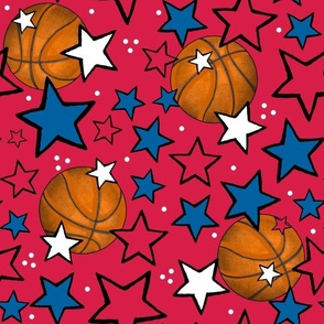 Large Scale Team Spirit Basketball with Stars in Los Angeles LA Clippers Blue and Red