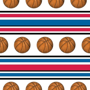 Large Scale Team Spirit Basketball Sporty Stripes in Los Angeles LA Clippers Blue and Red
