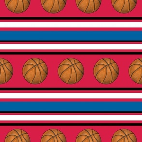 Large Scale Team Spirit Basketball Sporty Stripes in Los Angeles LA Clippers Red and Blue