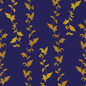 Ditsy Floral Branches on Blue