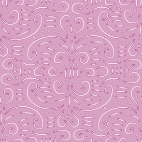 Organic Hand Drawn Curly Lozenge - Fondant Pink