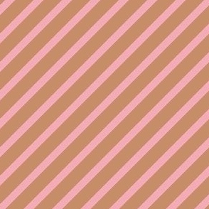 Diagonal stripes_pink on cinnamon_4inch