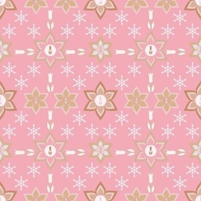 Retro white tulip stars on pink_4inch