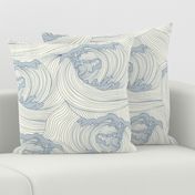 Meditative Large Blue Rolling Calm Ocean Waves