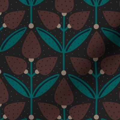 Retro Tulip Pattern with dots // small scale 0048 A // 