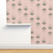 Sadie Block Print Floral - Blush Pink Ivory Sage - Large Scale