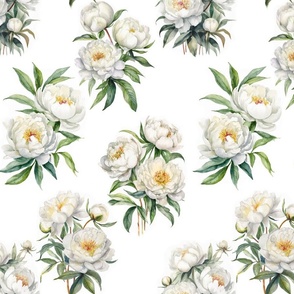 peonies white watercolor