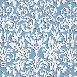 IkatDamask-Cream & SkyBlue-XL