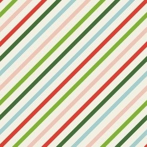 Diagonal Stripe Pattern in Multi Color Red Green Pink Blue