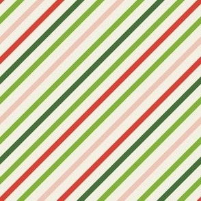 Diagonal Stripe Pattern in Multi Color Red, Green, and Pink