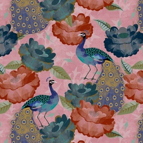 Peacock vintage floral pink