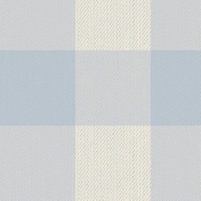 Twill Textured Gingham Check Plaid (3" squares) - Dusty Blue and Cream  (TBS197)