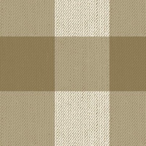 Twill Textured Gingham Check Plaid (3" squares) - Bronze and Cream  (TBS197)