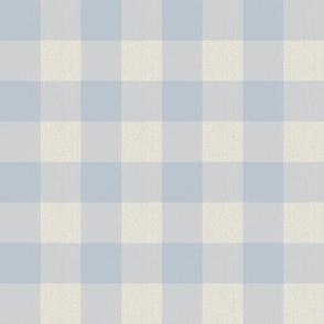Twill Textured Gingham Check Plaid (1" squares) - Dusty Blue and Cream  (TBS197)