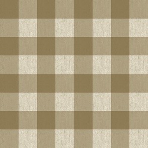 Twill Textured Gingham Check Plaid (1" squares) - Bronze and Cream  (TBS197)