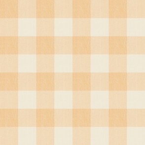 Twill Textured Gingham Check Plaid (1" squares) -Peach and Cream (TBS197)