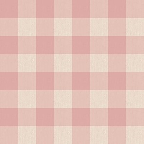 Twill Textured Gingham Check Plaid (1" squares) - Dusty Rose and Cream (TBS197)