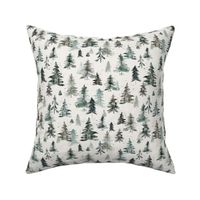 Rustic Forest Trees Woodland forest Watercolor Winter Holiday Neutral Gray Small