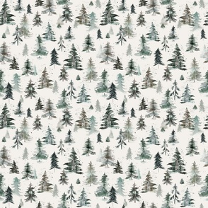 Rustic Forest Trees Woodland forest Watercolor Winter Holiday Neutral Gray Small