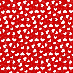 White hearts on red