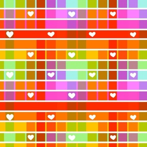 Hearts on colorful squares 