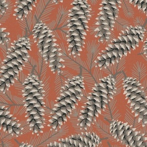 Pinecones and Pine Boughs - Lake Life Collection (Rust) 