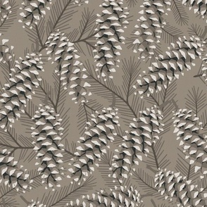 Pinecones and Pine Boughs - Lake Life Collection (Muted Neutral) 