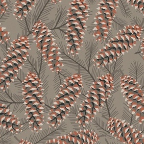 Pinecones and Pine Boughs - Lake Life Collection (Rust and Neutral) 