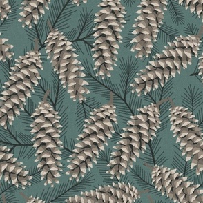Pinecones and Pine Boughs - Lake Life Collection (Lake Green) 