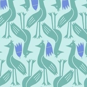 shore birds w tulips green lt blue